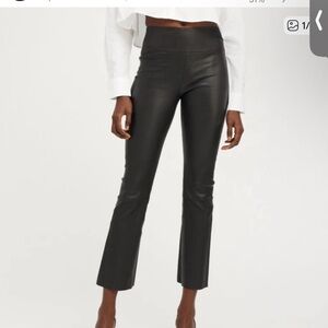 SPRWNM Women's Grey Leather Cropped Leggings